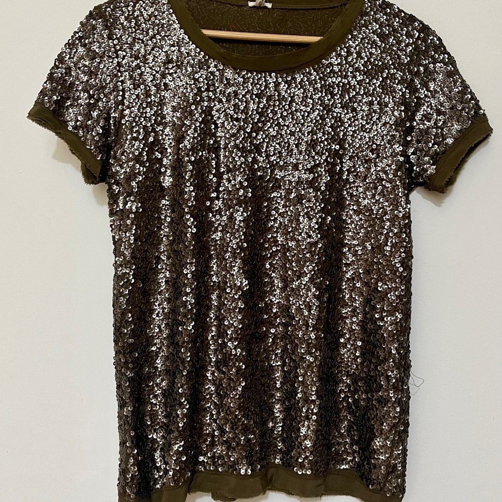 J.Crew Green Sequin T-Shirt